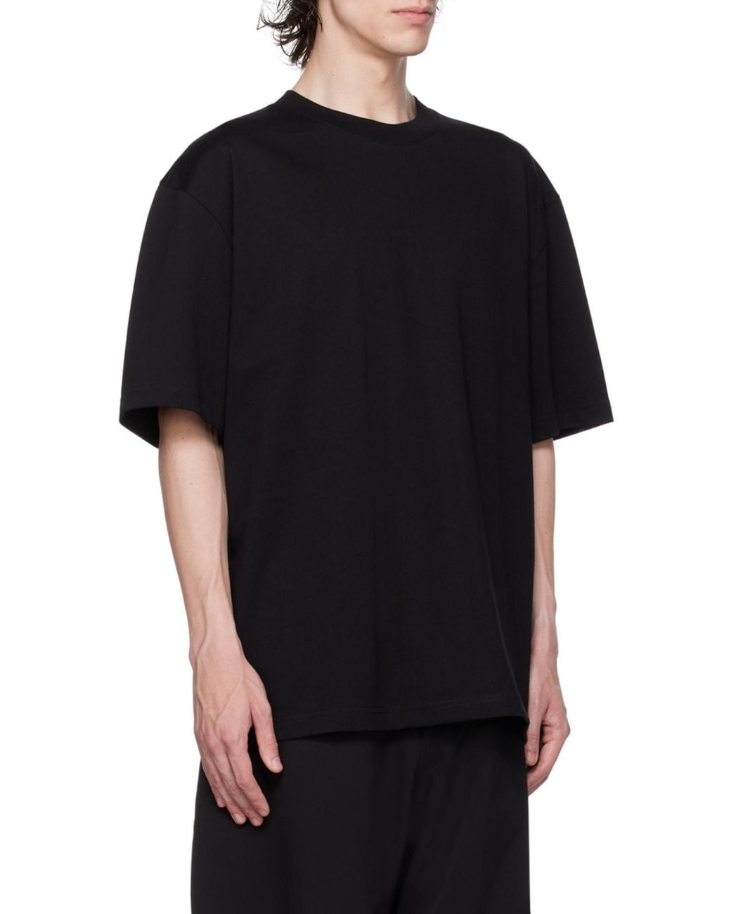 Studio Nicholson Black Lay Logo Printed Crewneck T-Shirt for men