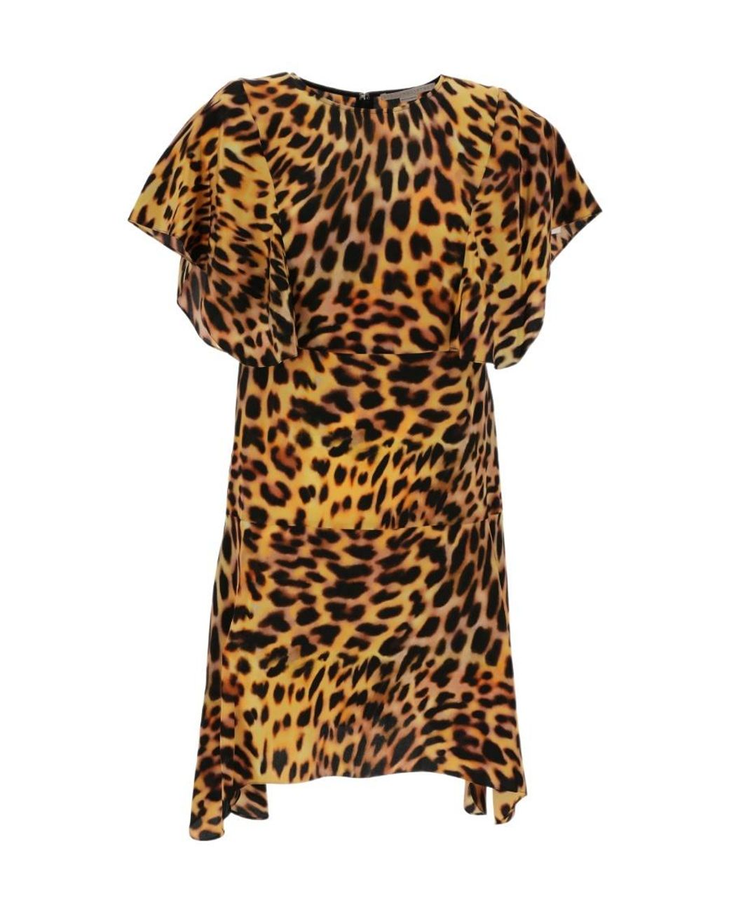 Stella McCartney Brown Leopard-Print Silk Flounce Dress