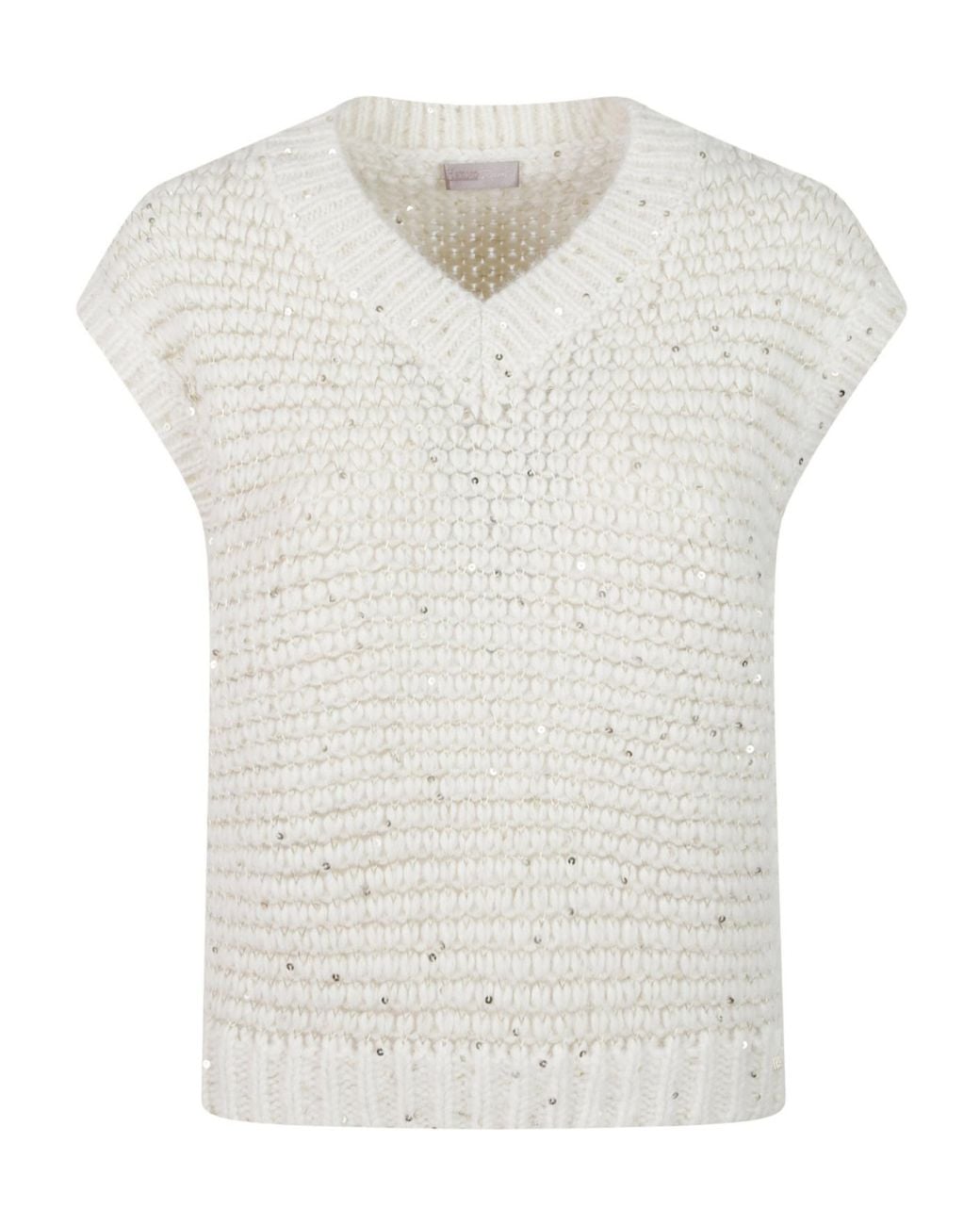 Herno White Lurex Knit Resort Vest