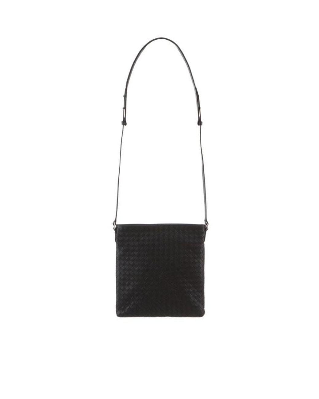 Bottega Veneta Black Woven Detail Cross-Body Bag for men