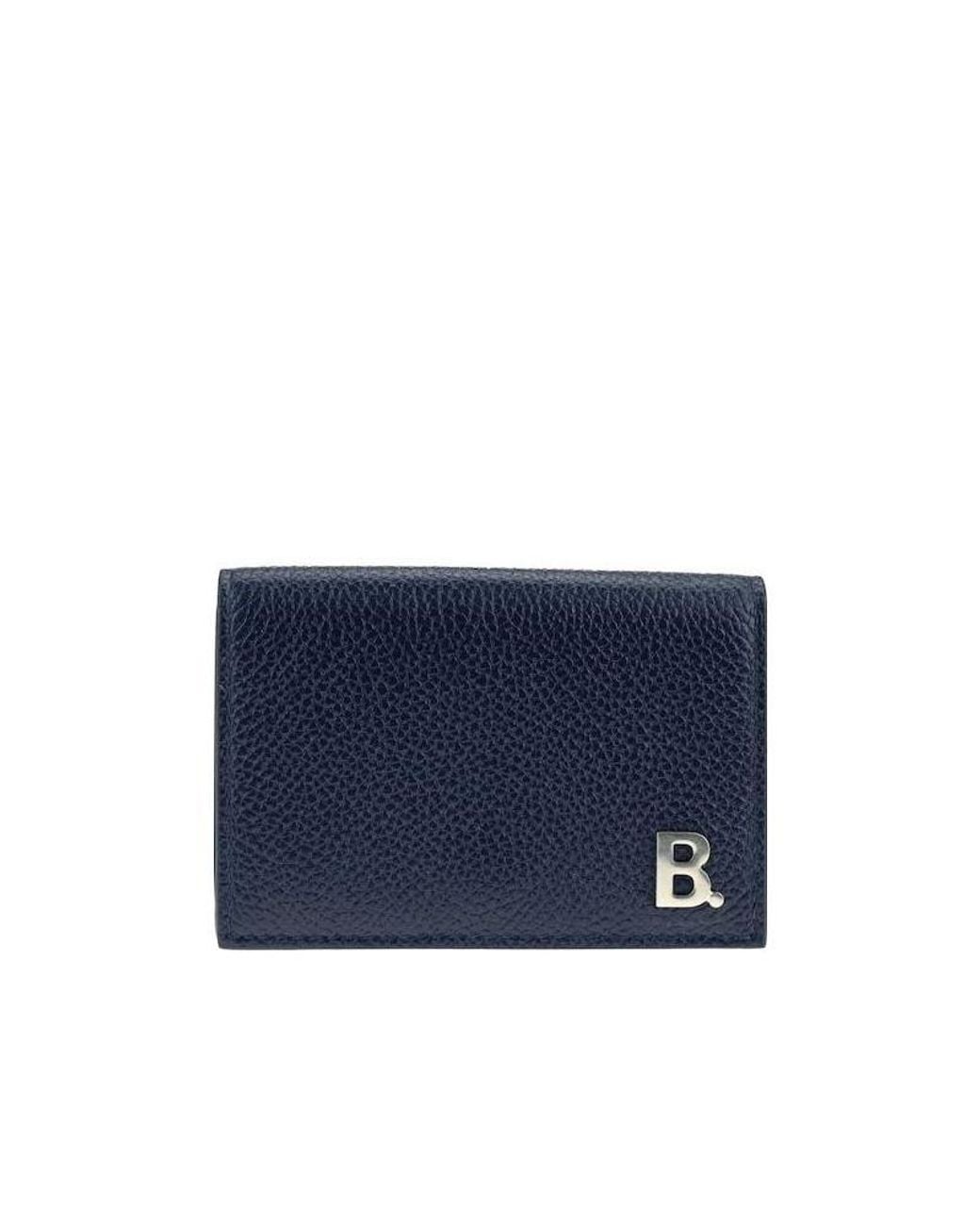 Balenciaga Blue Mini B Leather Wallet for men