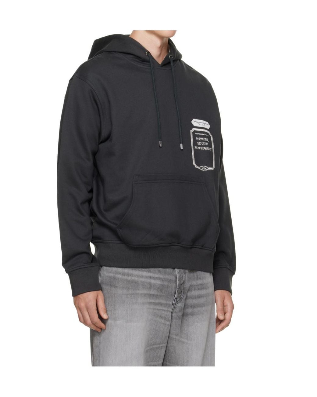 Wooyoungmi Gray Flower Back Logo Hoodie for men