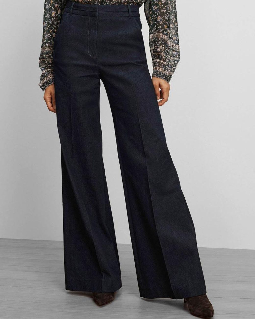 Veronica Beard Blue Bell-Bottom Denim Pants, Viscose Flared Jeans
