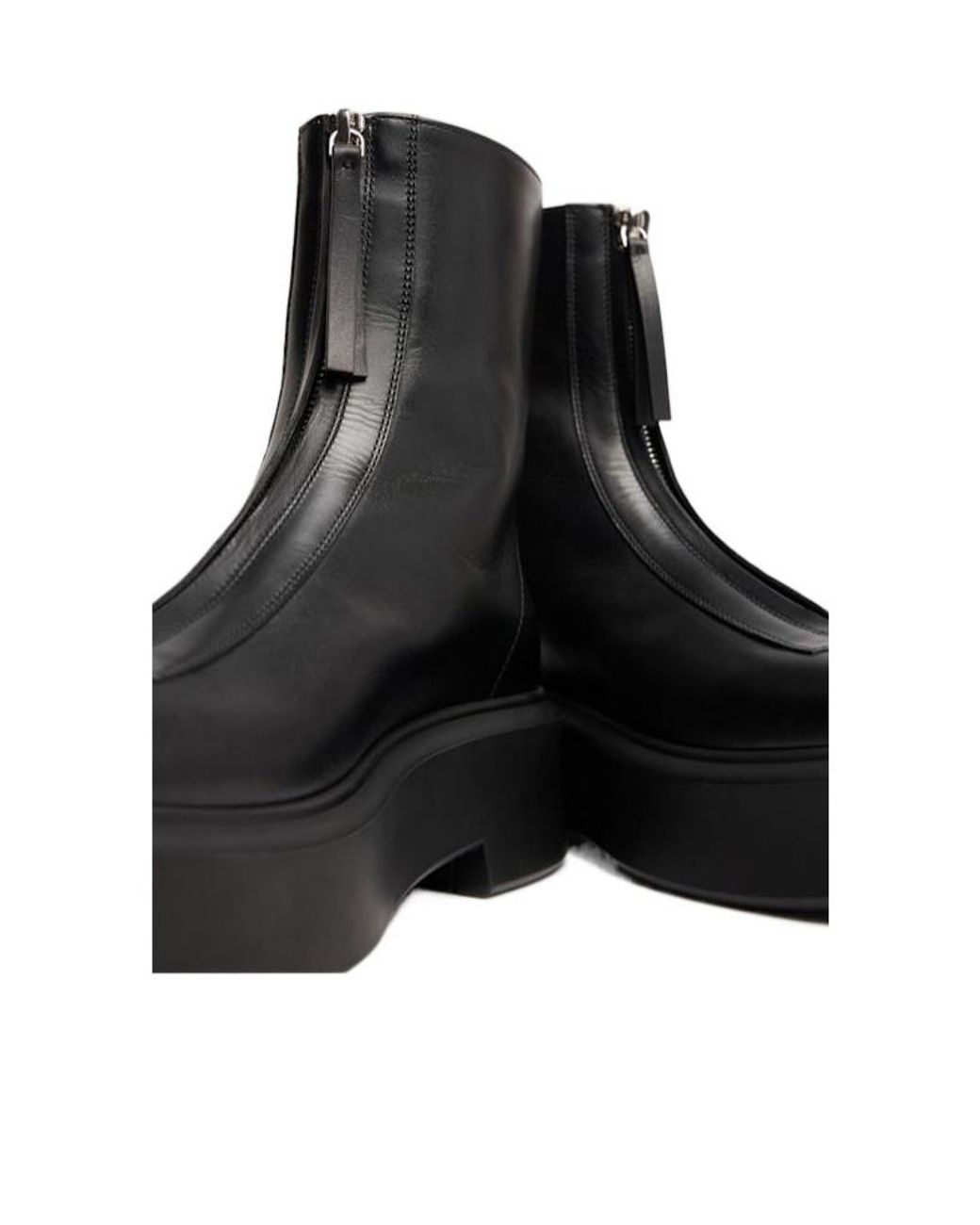 The Row Black Ankle Boots With Zip And Platform Sole