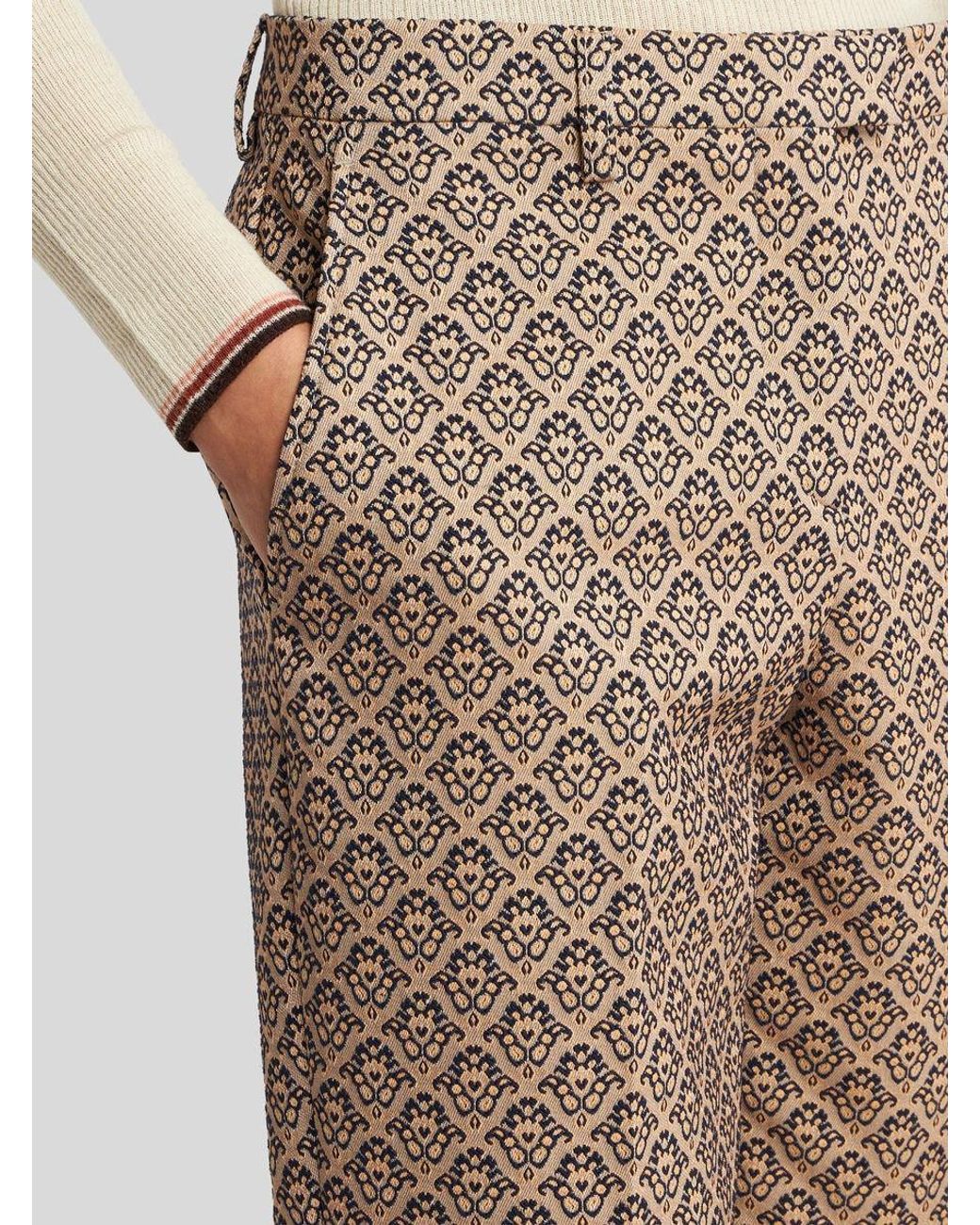 Etro Brown Damask-Pattern Trousers