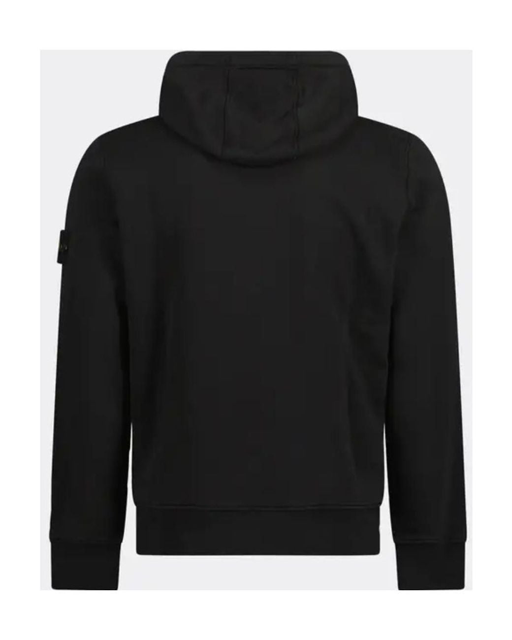 Stone Island Black Logo Patch Drawstring Hoodie for men