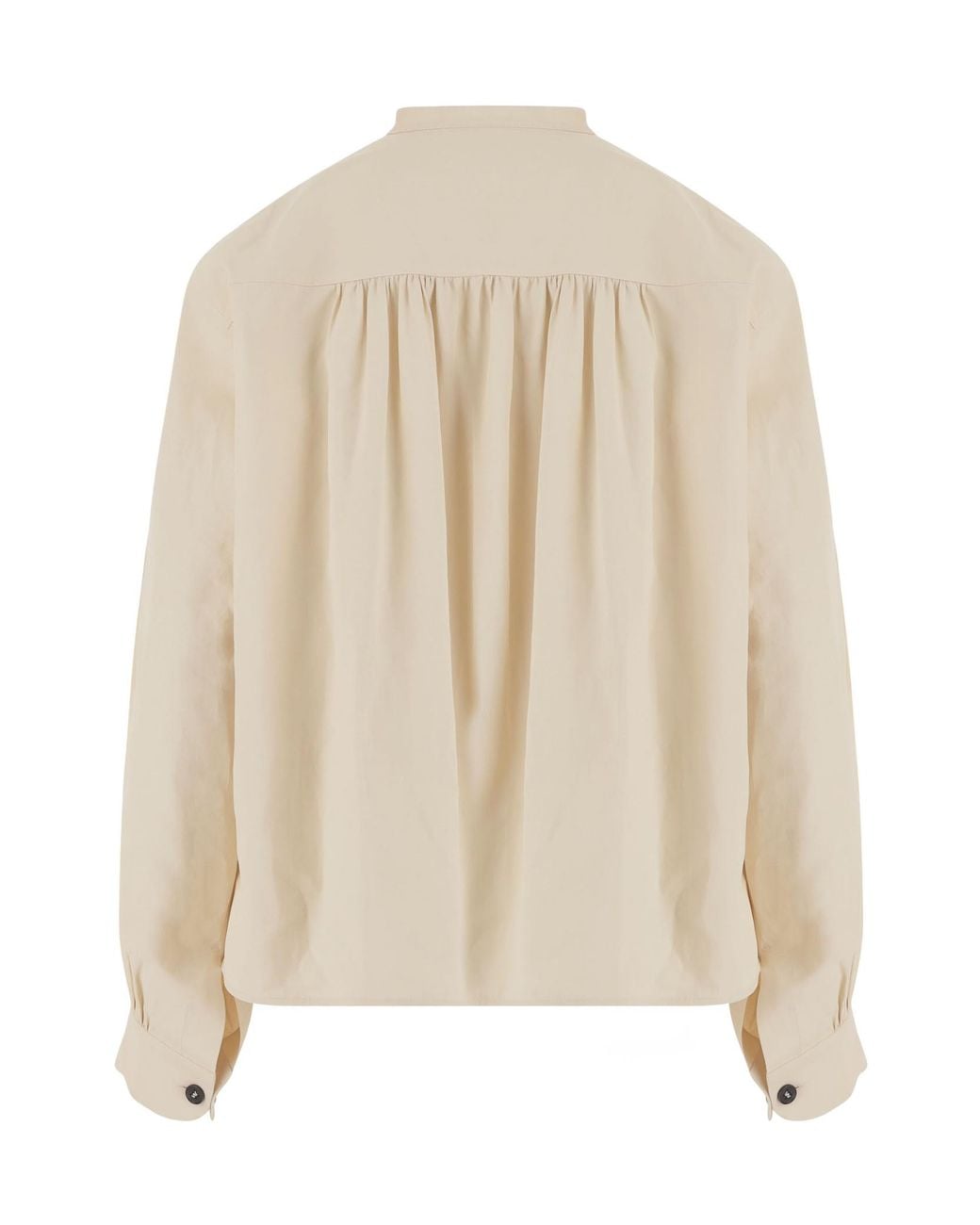 Jil Sander Natural Long-Sleeved Pleated Blouse