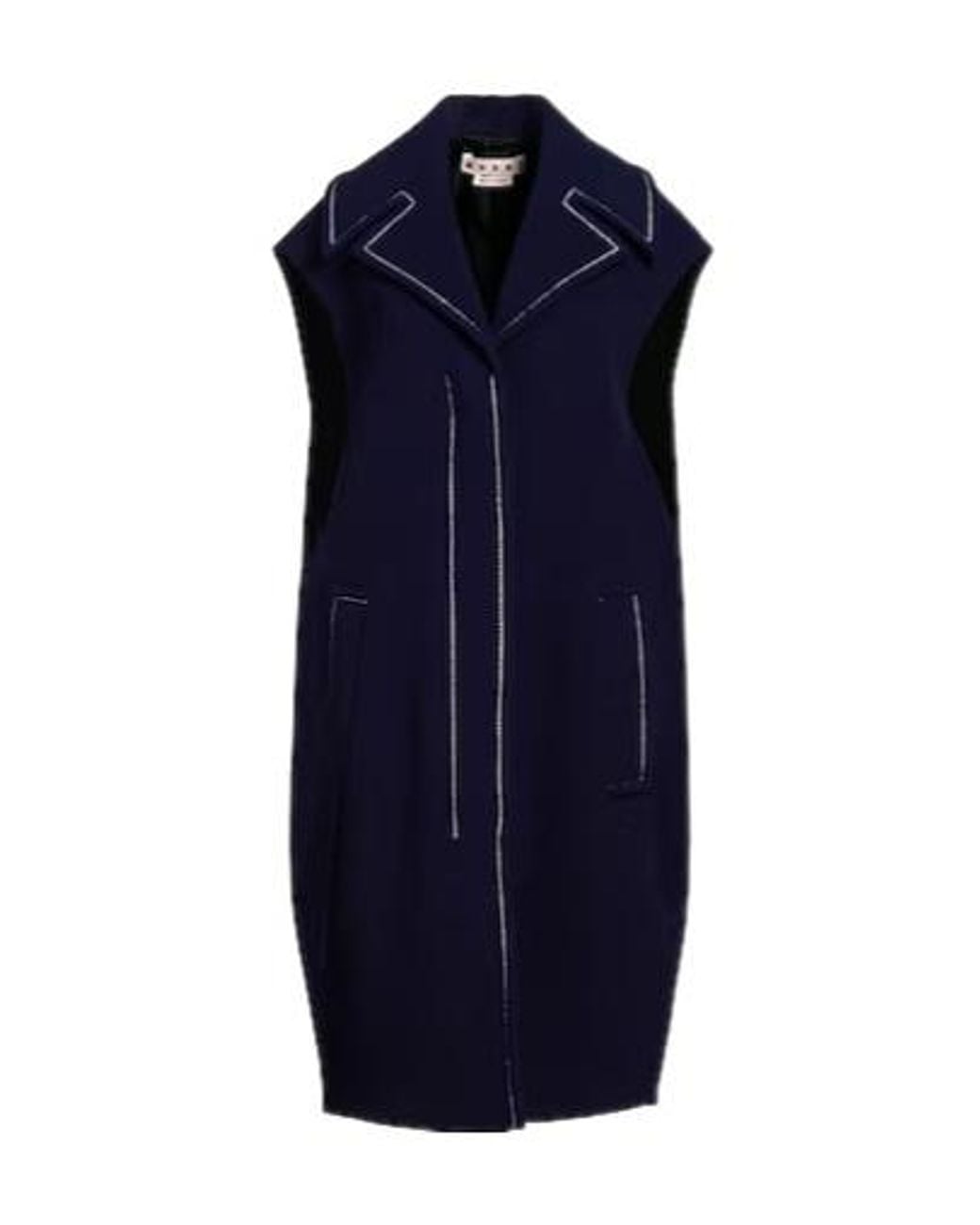 Marni Blue Sleeveless Singlebreasted Coat