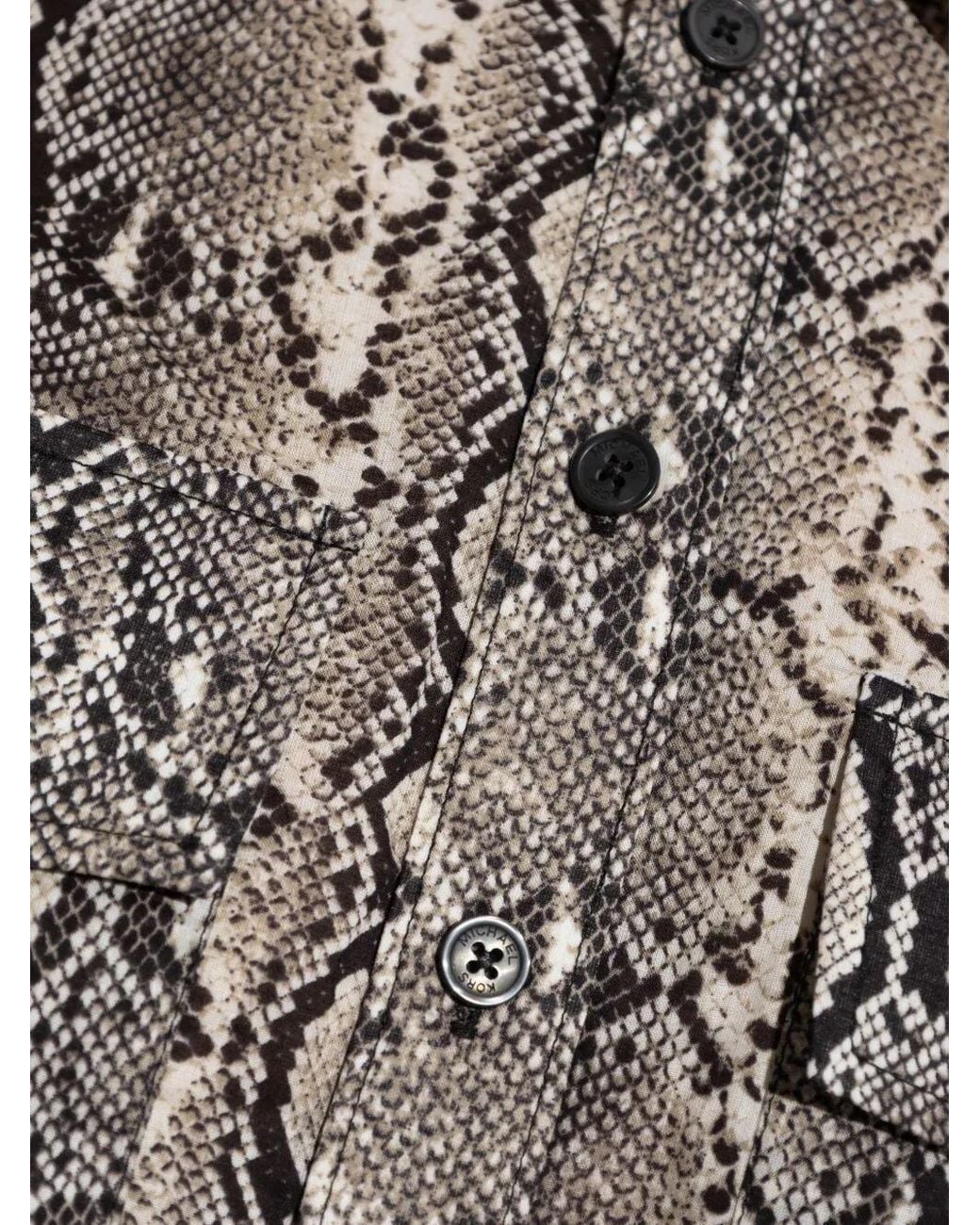 MICHAEL Michael Kors Gray Long Sleeve Oversized Snake Shirt