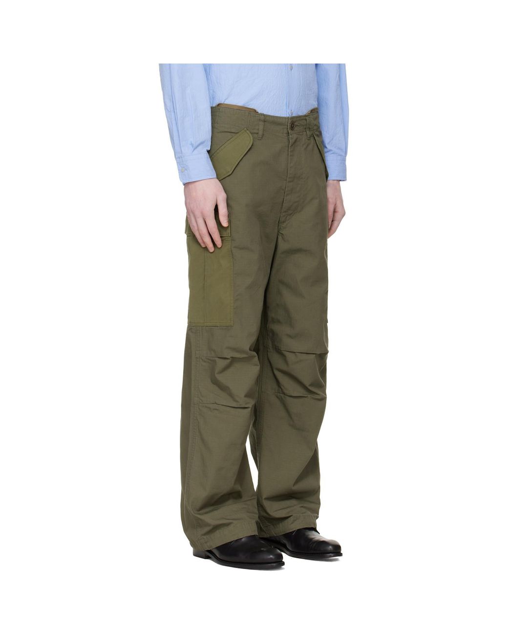 Nanamica Green Wide Cargo Pants for men