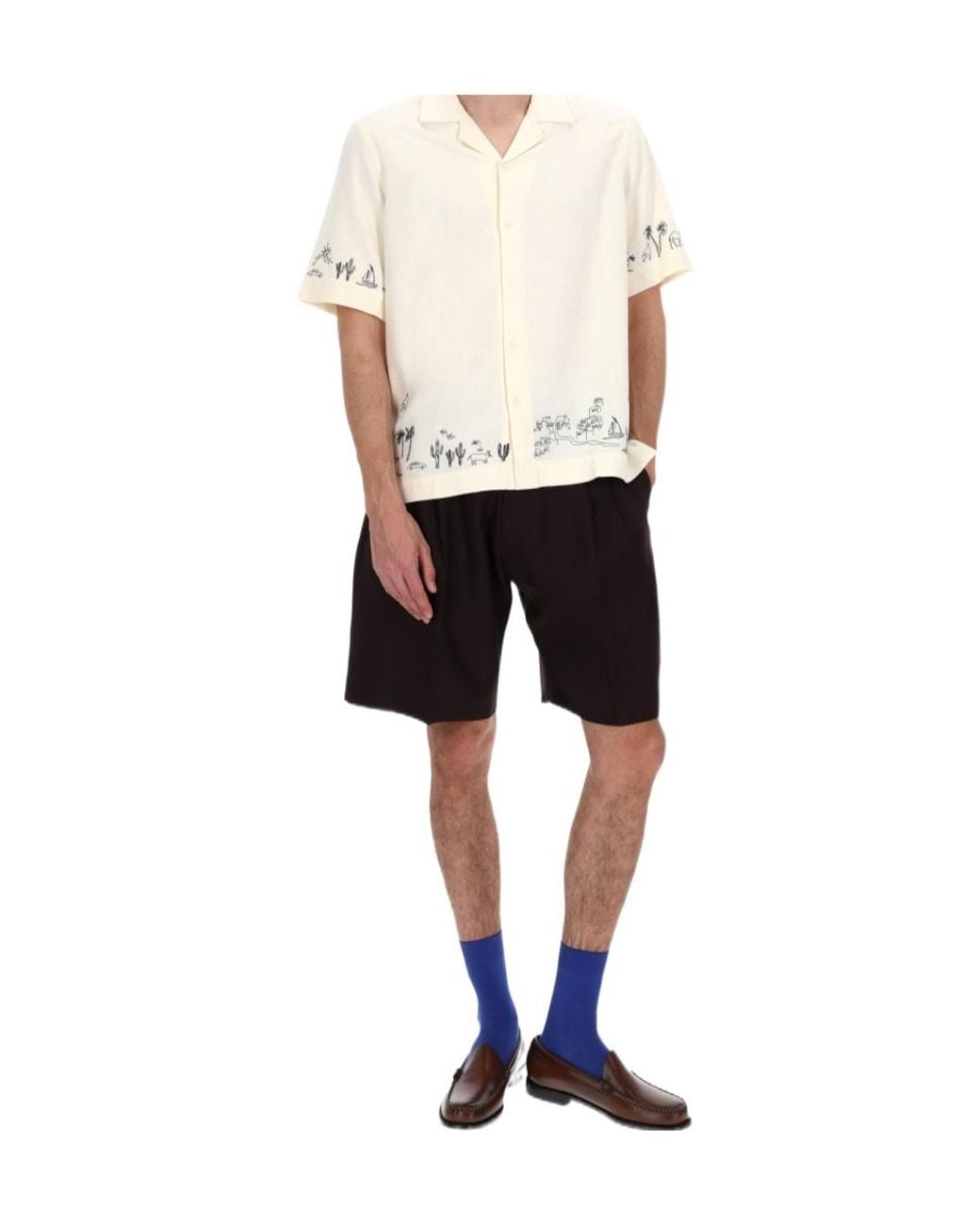 Paul Smith Black Pleated Linen Shorts for men