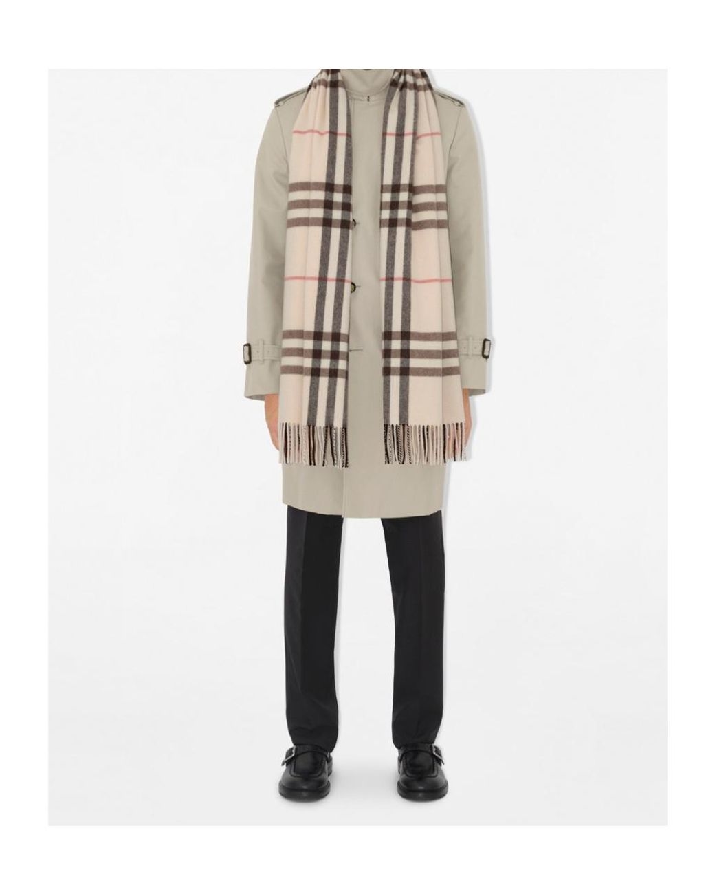 Burberry Natural Checked Fringed-Edge Scarf
