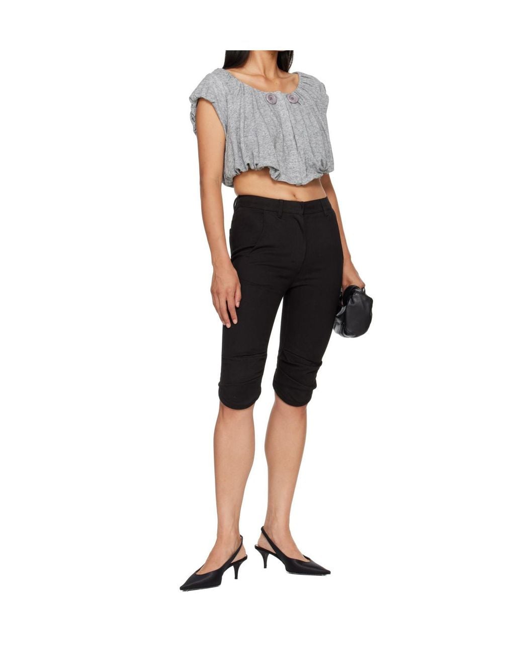 OPEN YY Gray Shirred Jersey Vest