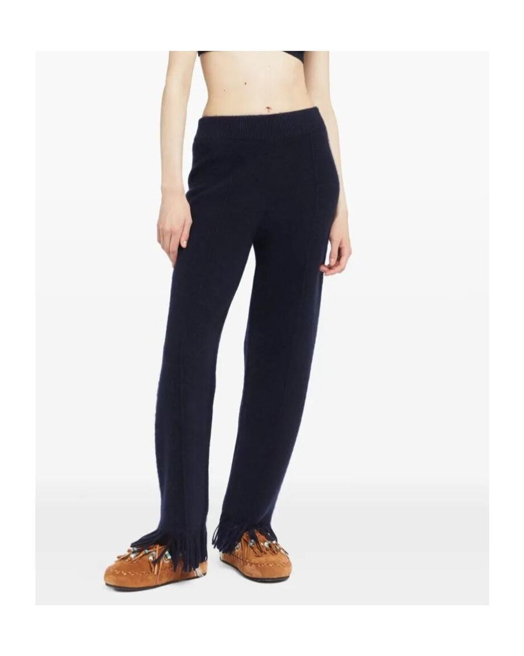 Alanui Blue Fringe-Detail Trousers