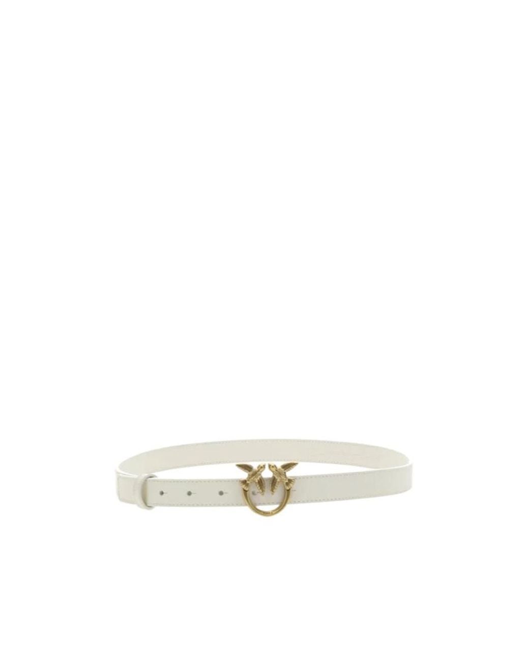 Pinko White Love Bird Plaque Buckle Belt