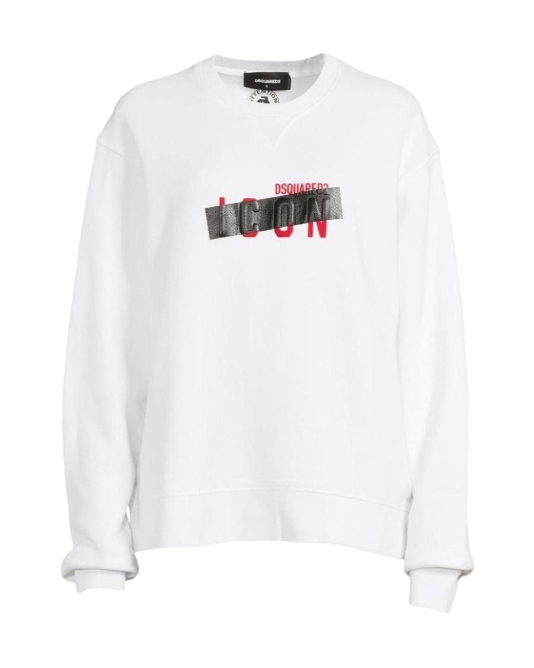 DSquared² White Round-Collar Long-Sleeve Hoodie