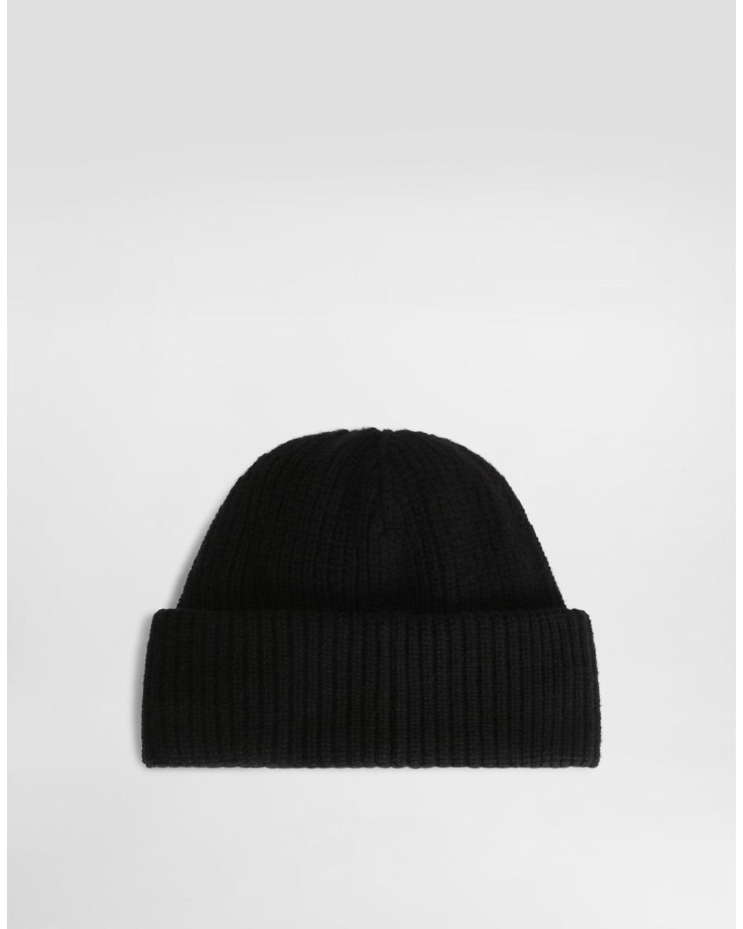 Dolce & Gabbana Black Ribbed Logo Beanie for men