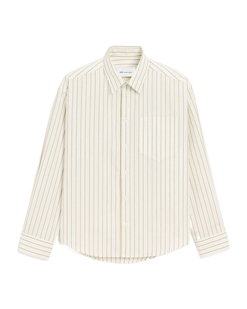 AMI White Ami Ami De Coeur Striped Boxy Shirt for men
