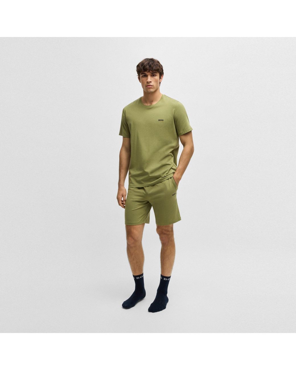 Boss Green Stretchy Cotton Shorts for men