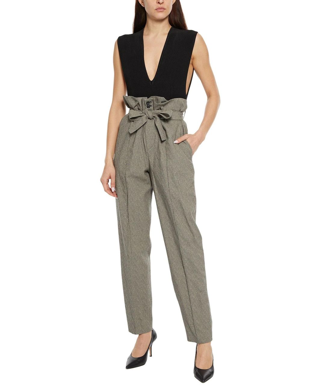 Isabel Marant Gray Two-Tone Spliced Casual Pants
