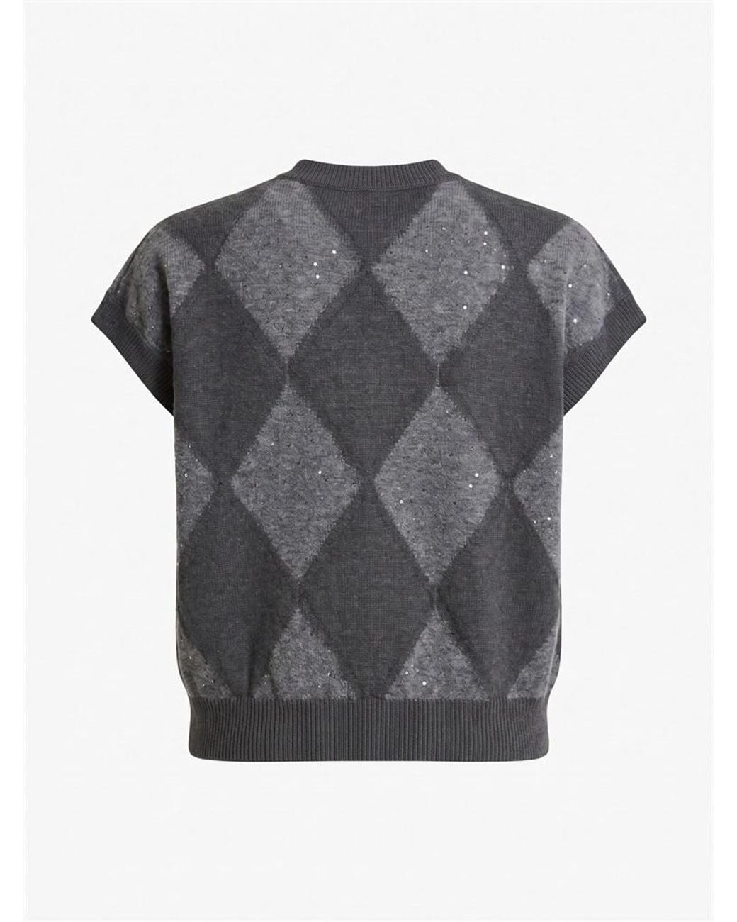 Peserico Gray Argyle Pattern Sweater