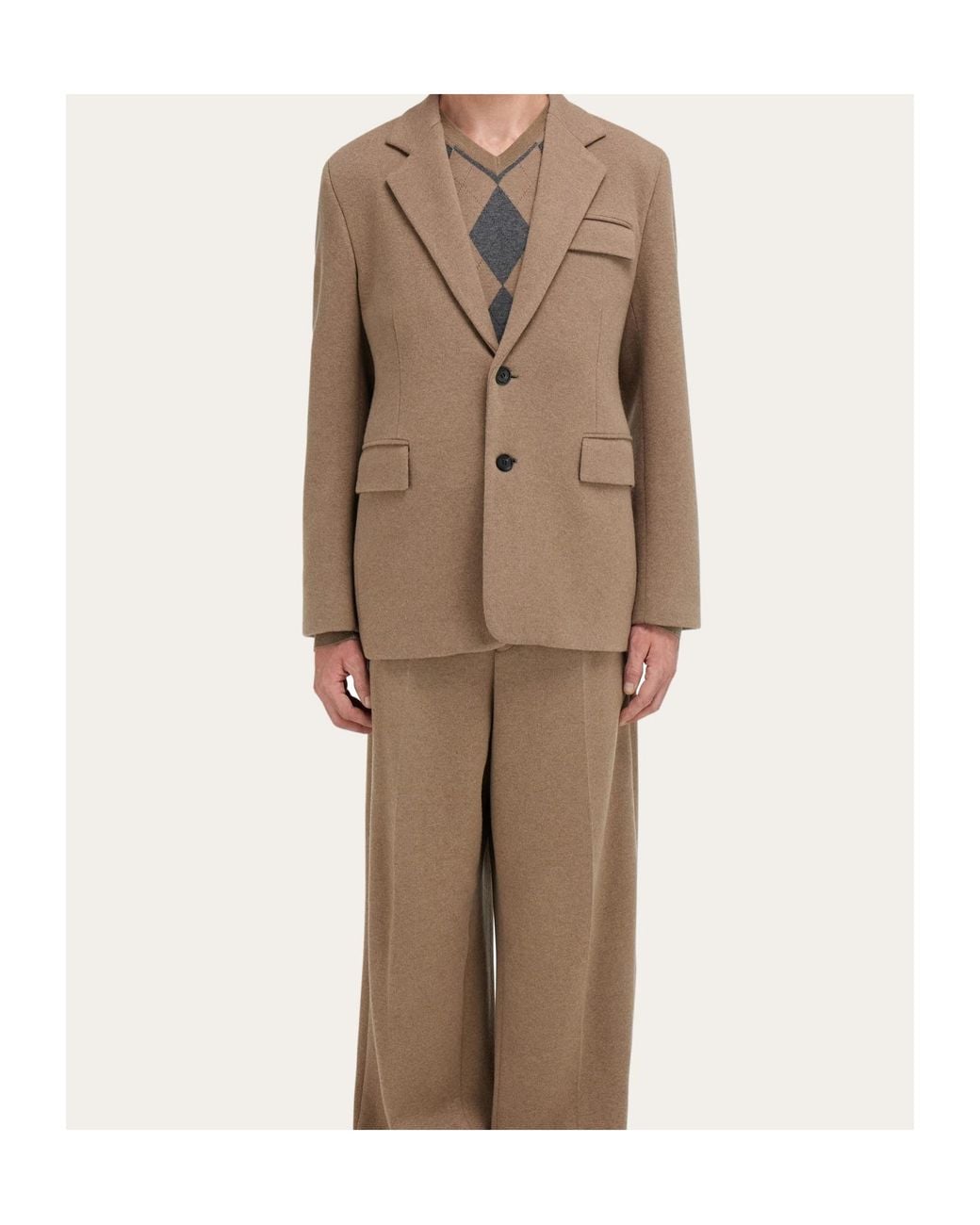 Ferragamo Brown Ferragamo Jersey Interlock Blazer for men