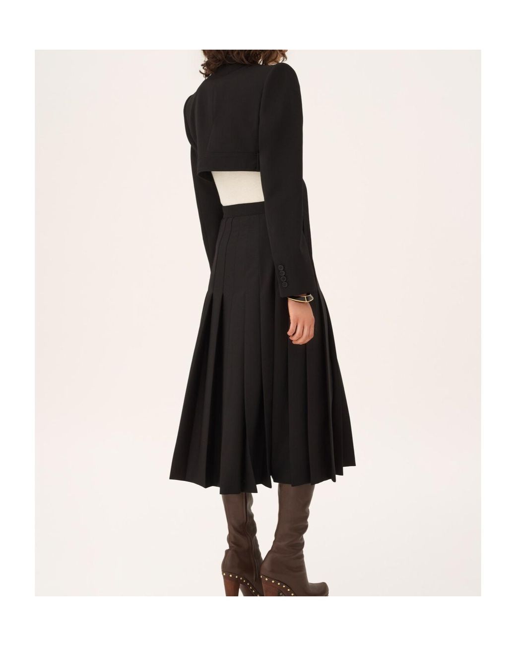 Chloé Black Pleated Midi Skirt