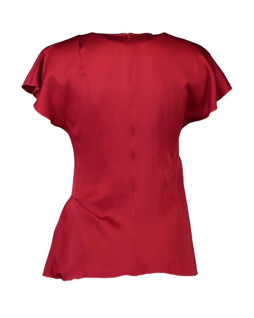 Victoria Beckham Red Draped Ruffle Top
