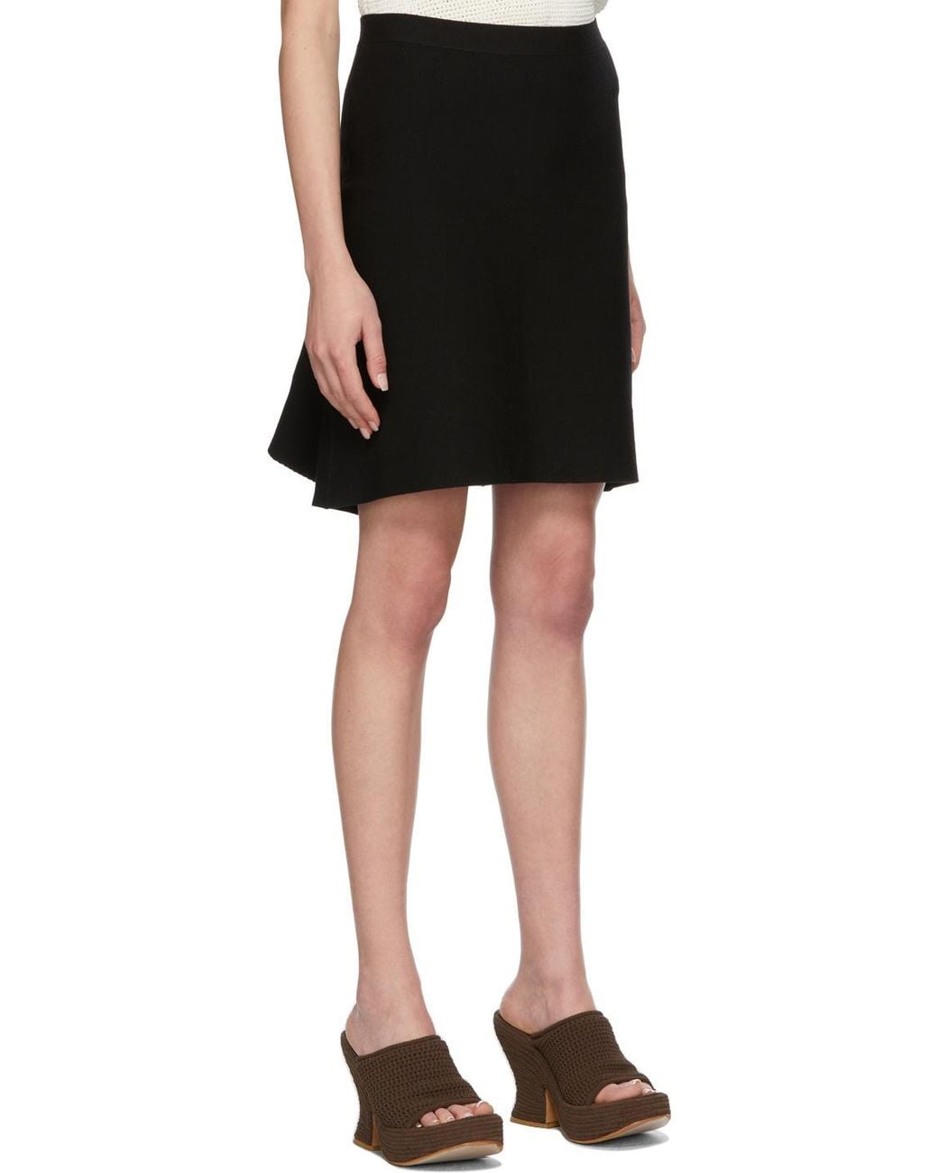 Bottega Veneta Black A-Line Ruffled Skirt