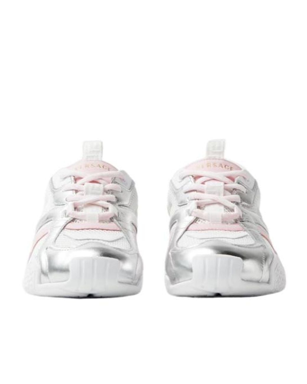Versace White Mesh Lace-Up Sneakers