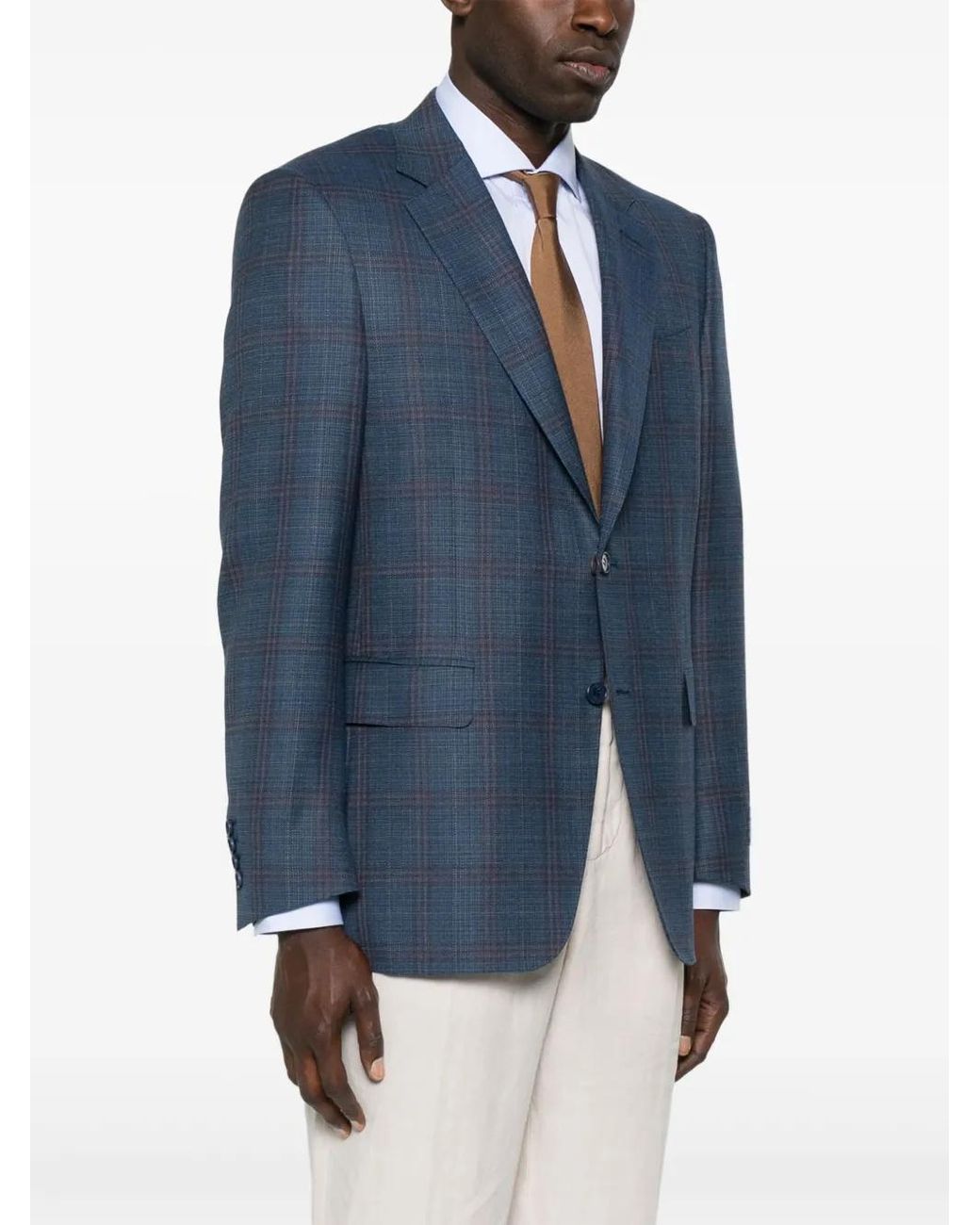 Canali Blue Checked Blazer for men