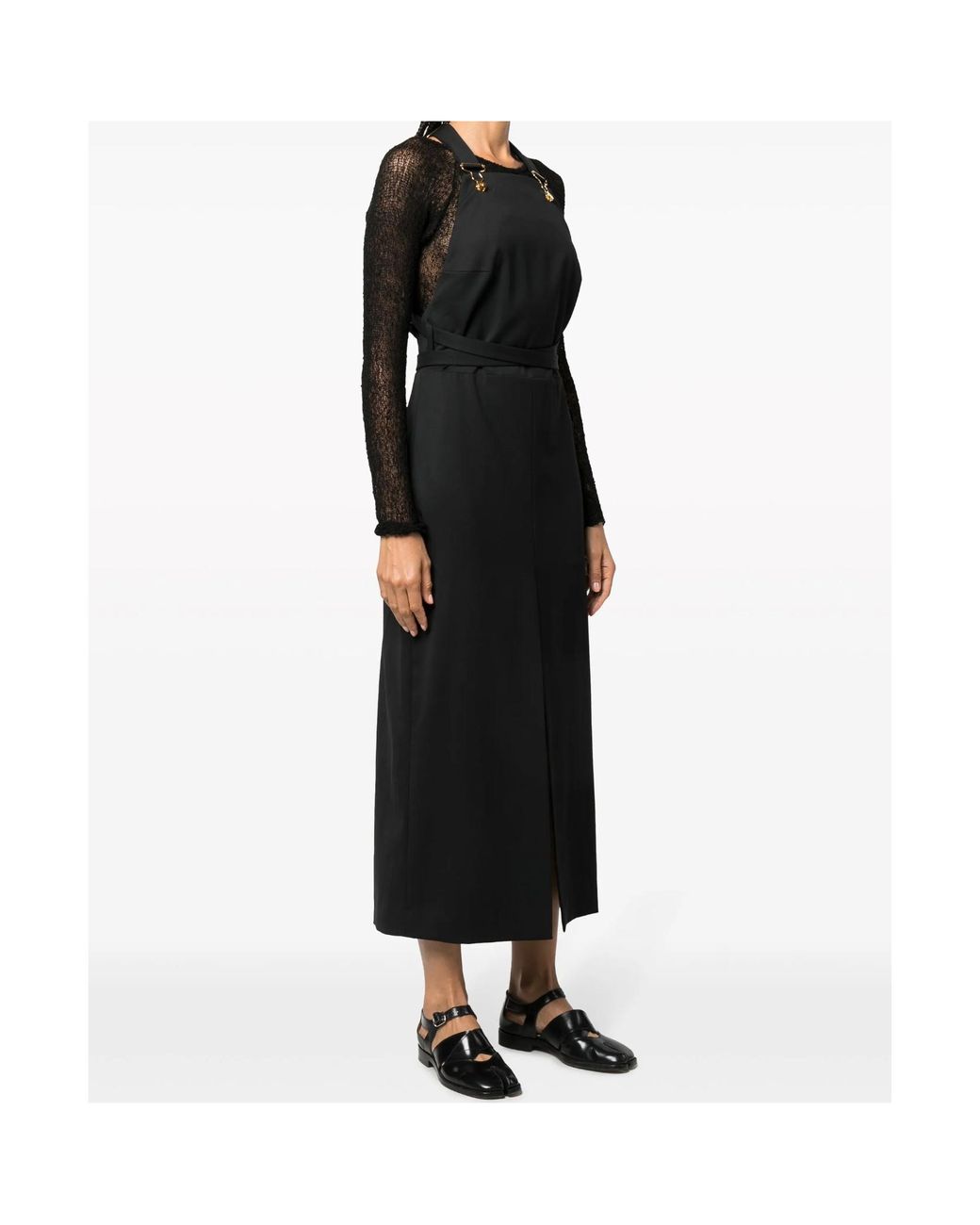Patou Black Cut-Out Sleeveless Pinafore Dress