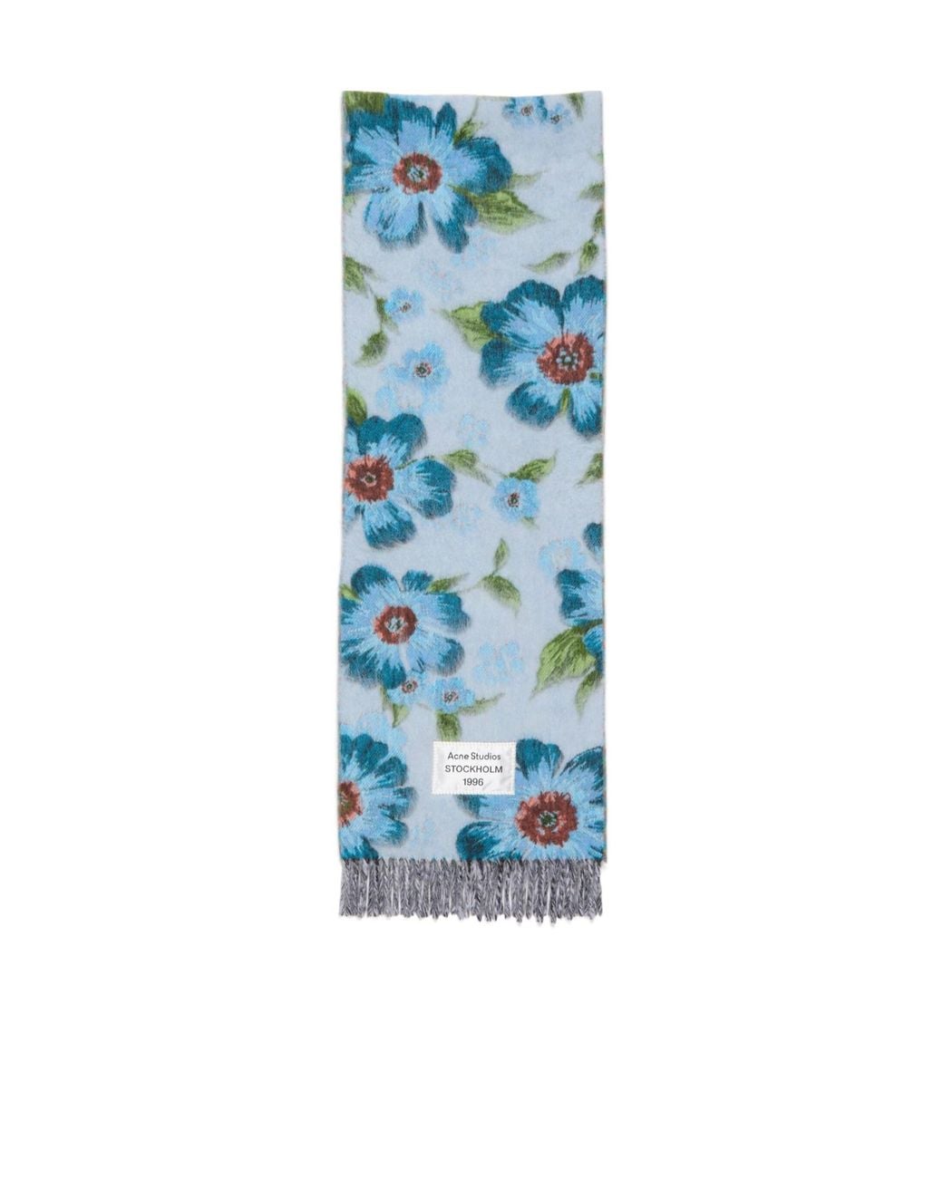 Acne Blue Fringed Wool Scarf