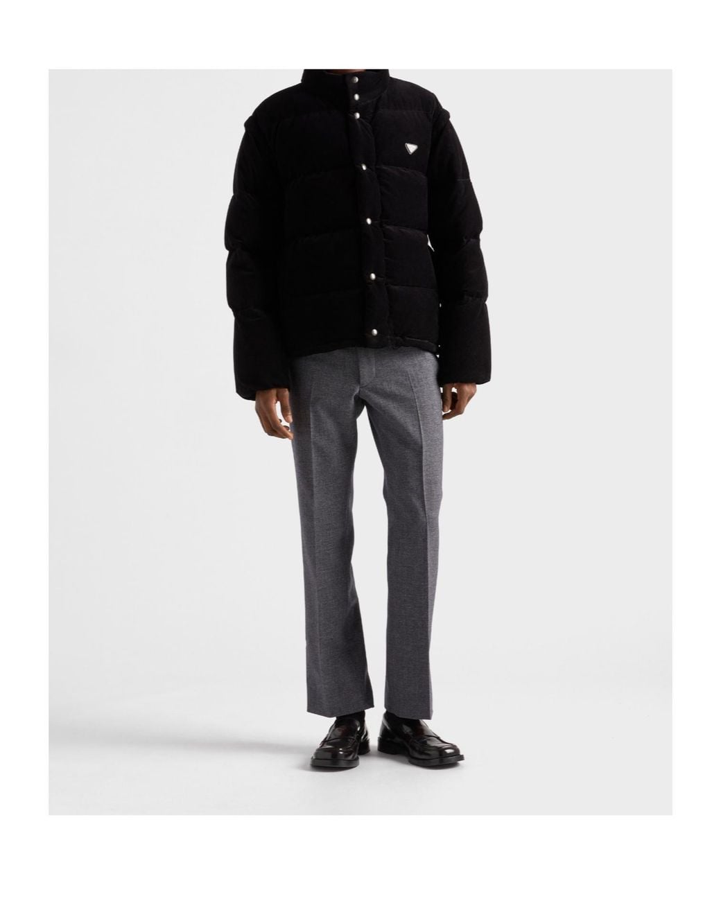 Prada Black Triangle-Logo Button-Up Jacket for men