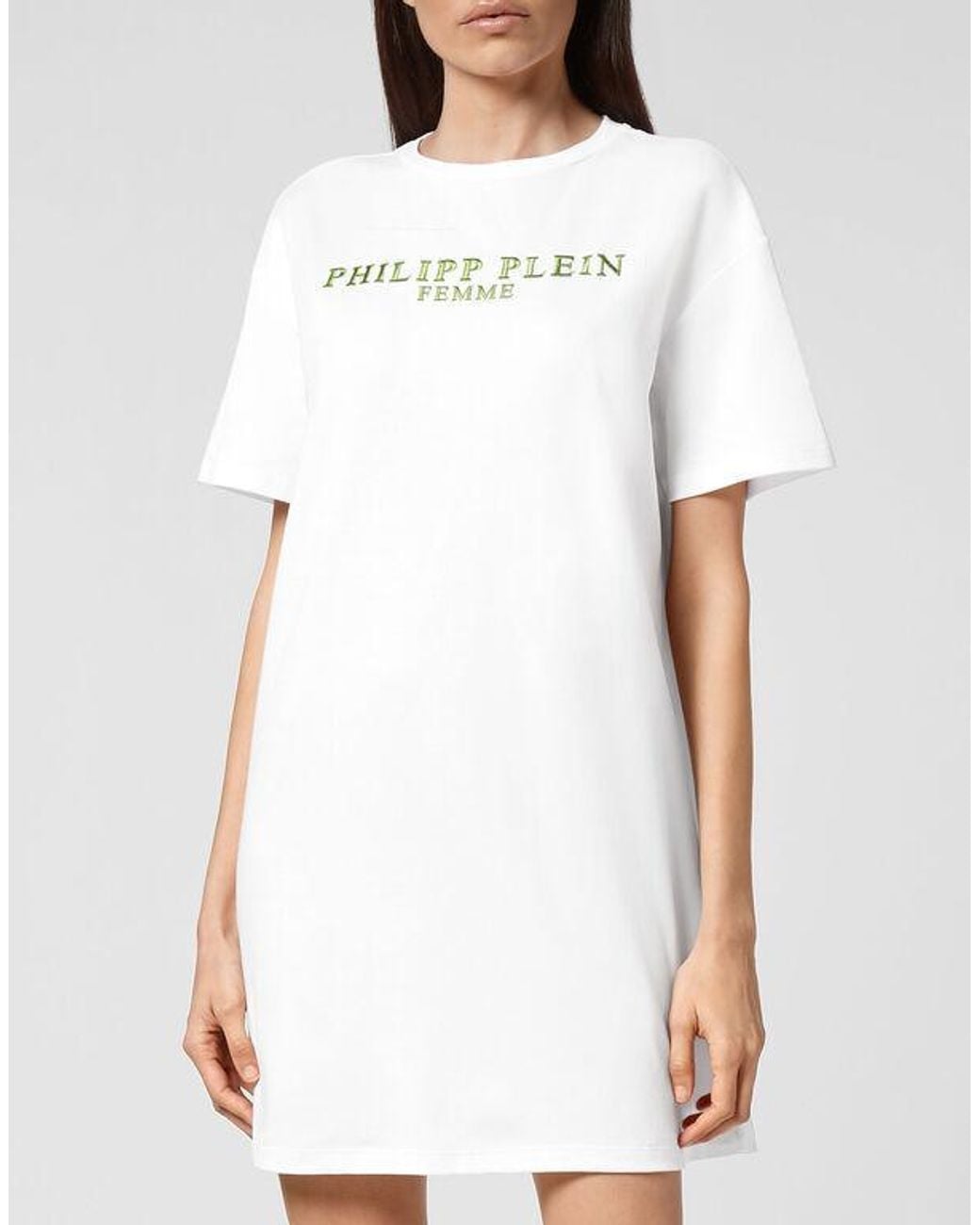 Philipp Plein White Logo Details T-Shirt Dress