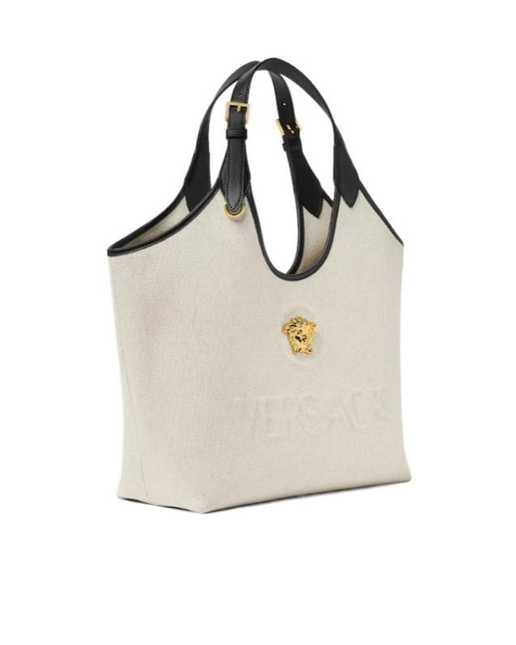 Versace White La Medusa Medium Tote Bag