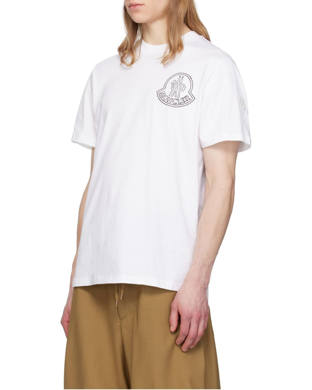 Moncler White Logo Printed Crewneck T-Shirt for men