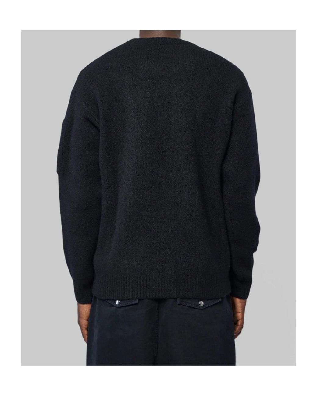 C P Company Black Long-Sleeved Crew-Neck Knit Top for men