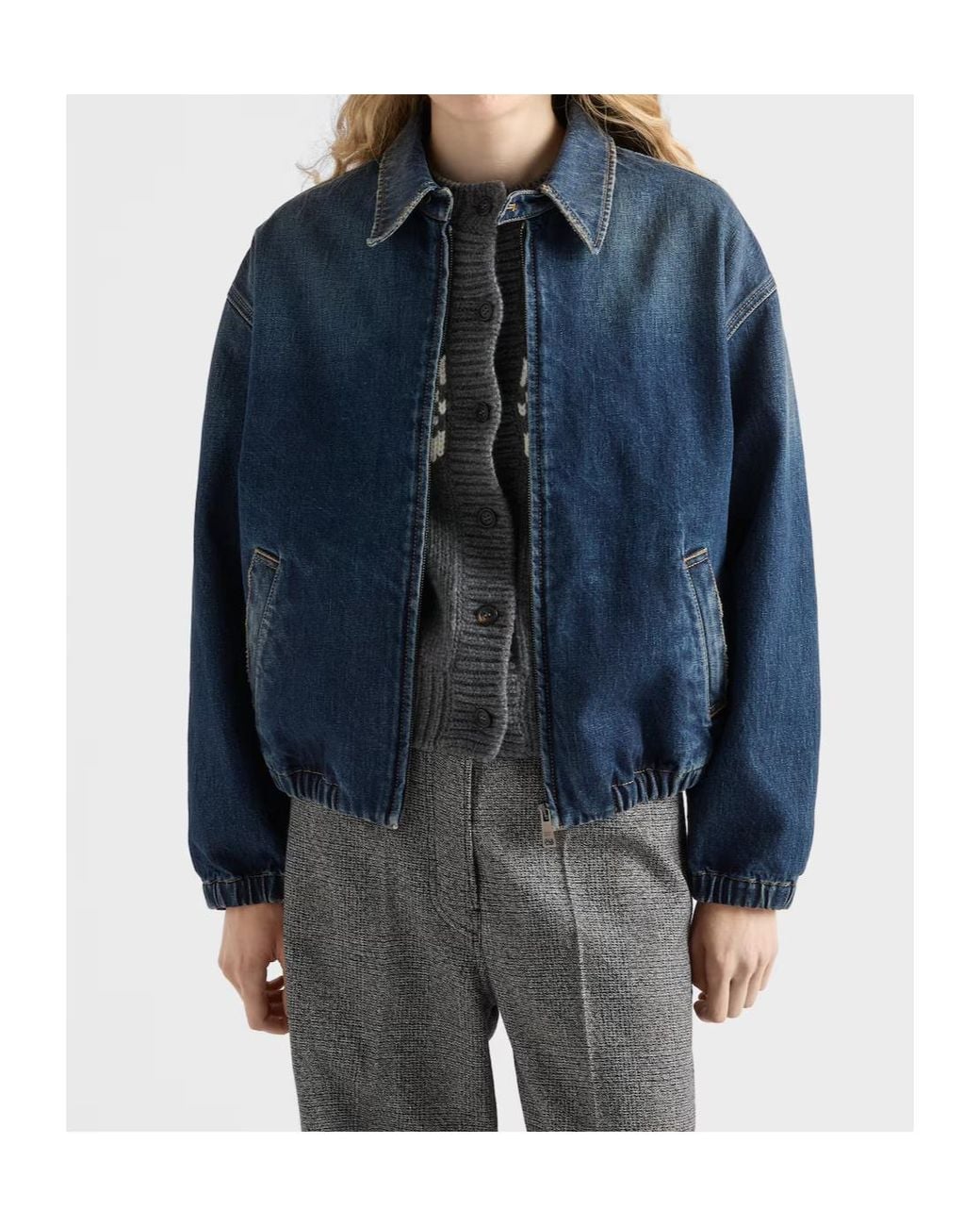 Prada Blue Zip-Up Denim Jacket