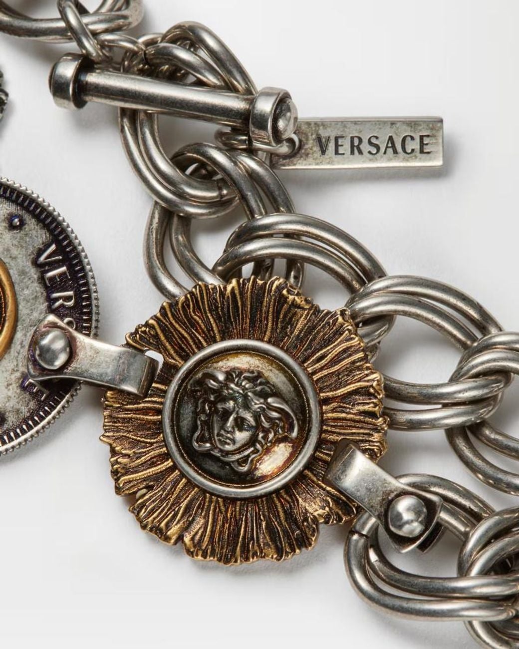 Versace Metallic Medusa Medallion Chain Bracelet
