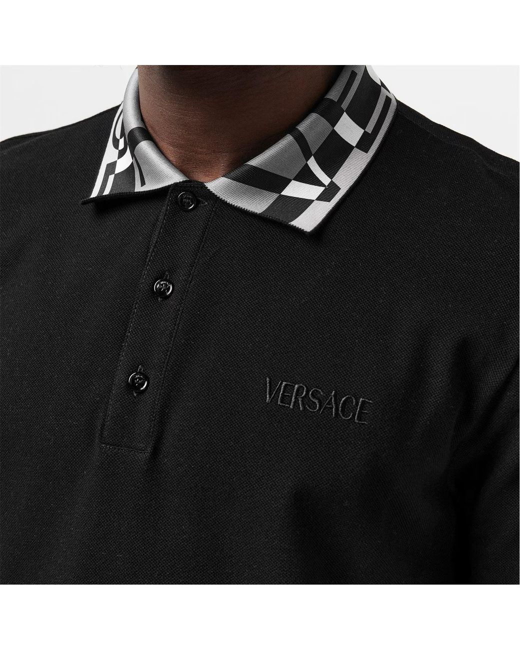 Versace Black Short-Sleeved Polo Shirt for men