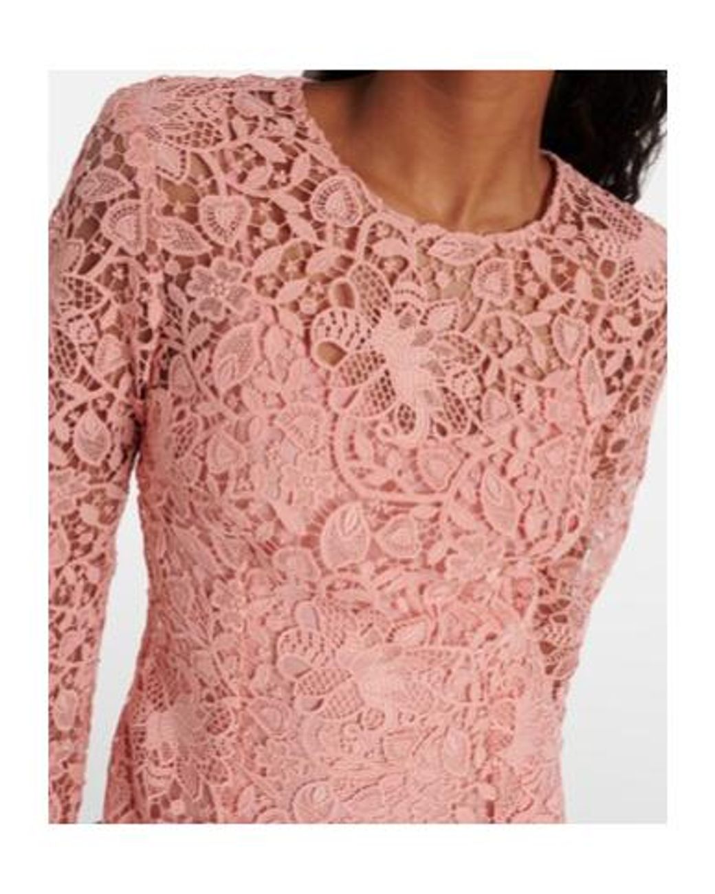 Carolina Herrera Pink Lace Midi Dress