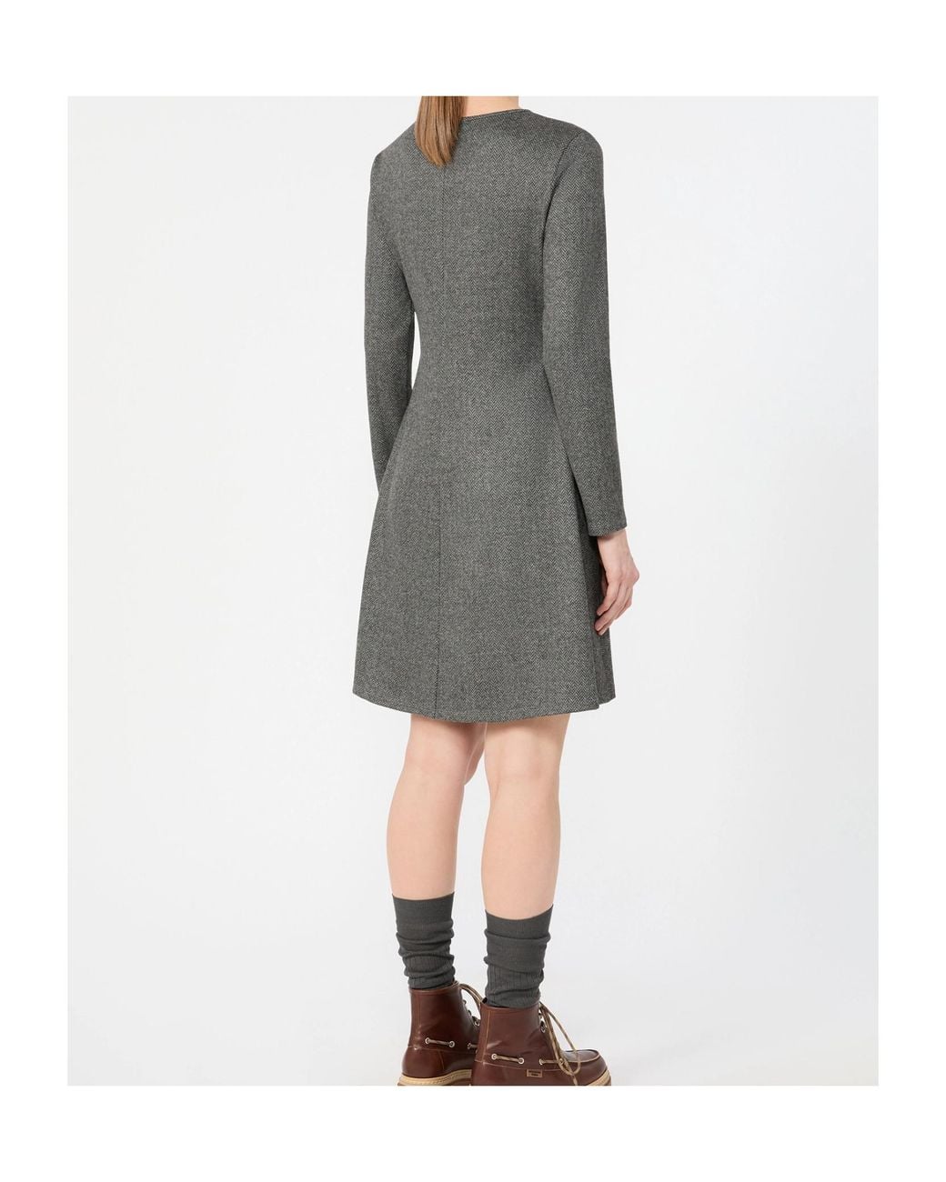 Weekend by Maxmara Gray Flared Jacquard Jersey Dress