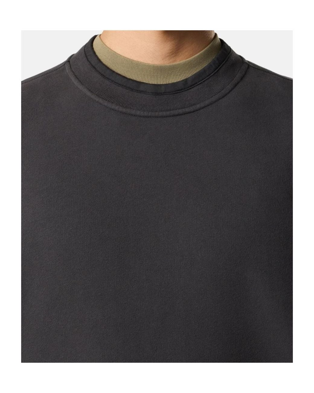 Stone Island Black Oversized-Fit Crewneck Sweatshirt With Ribbed Trims for men