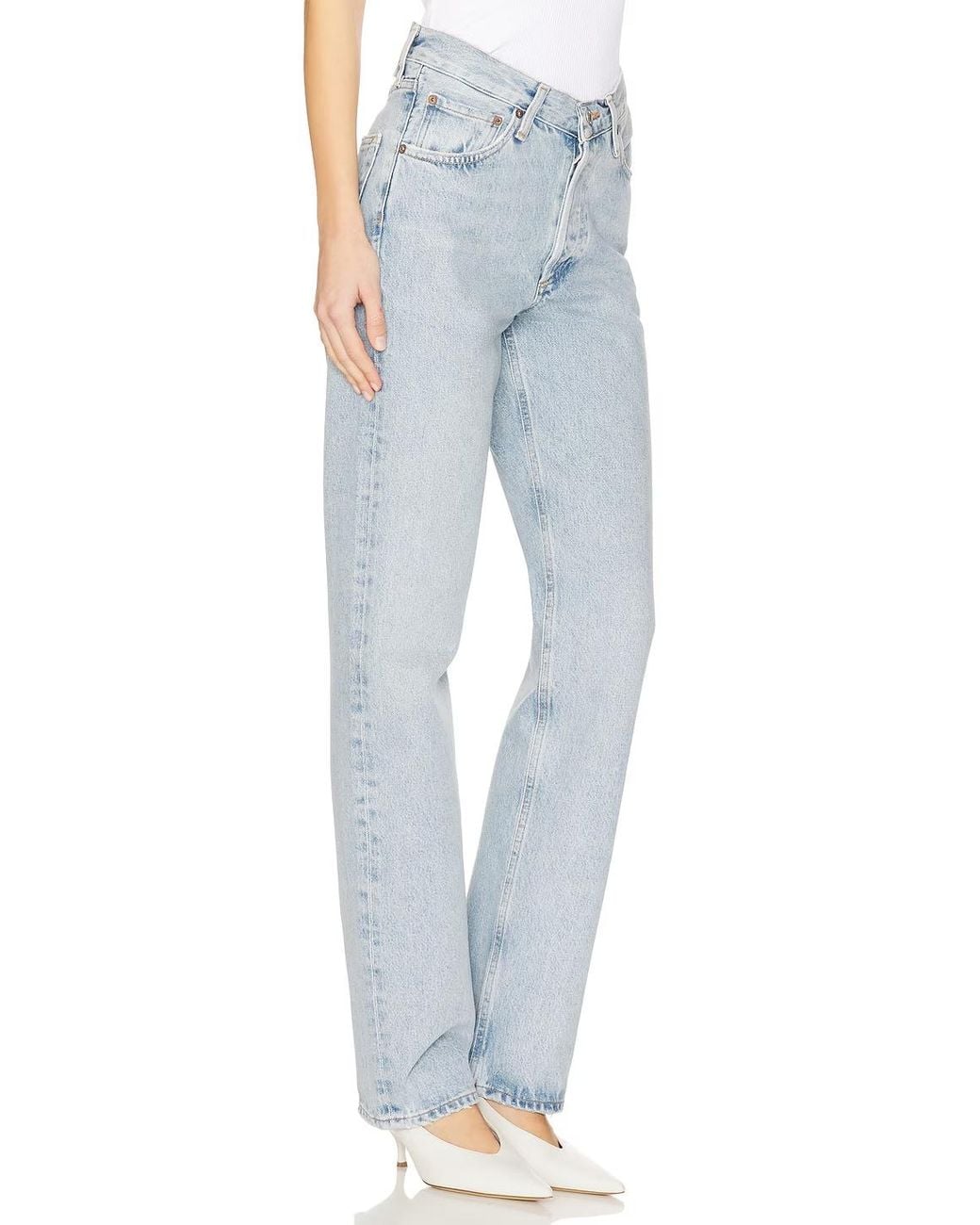 Agolde Blue Denim Trousers With Belt Loops
