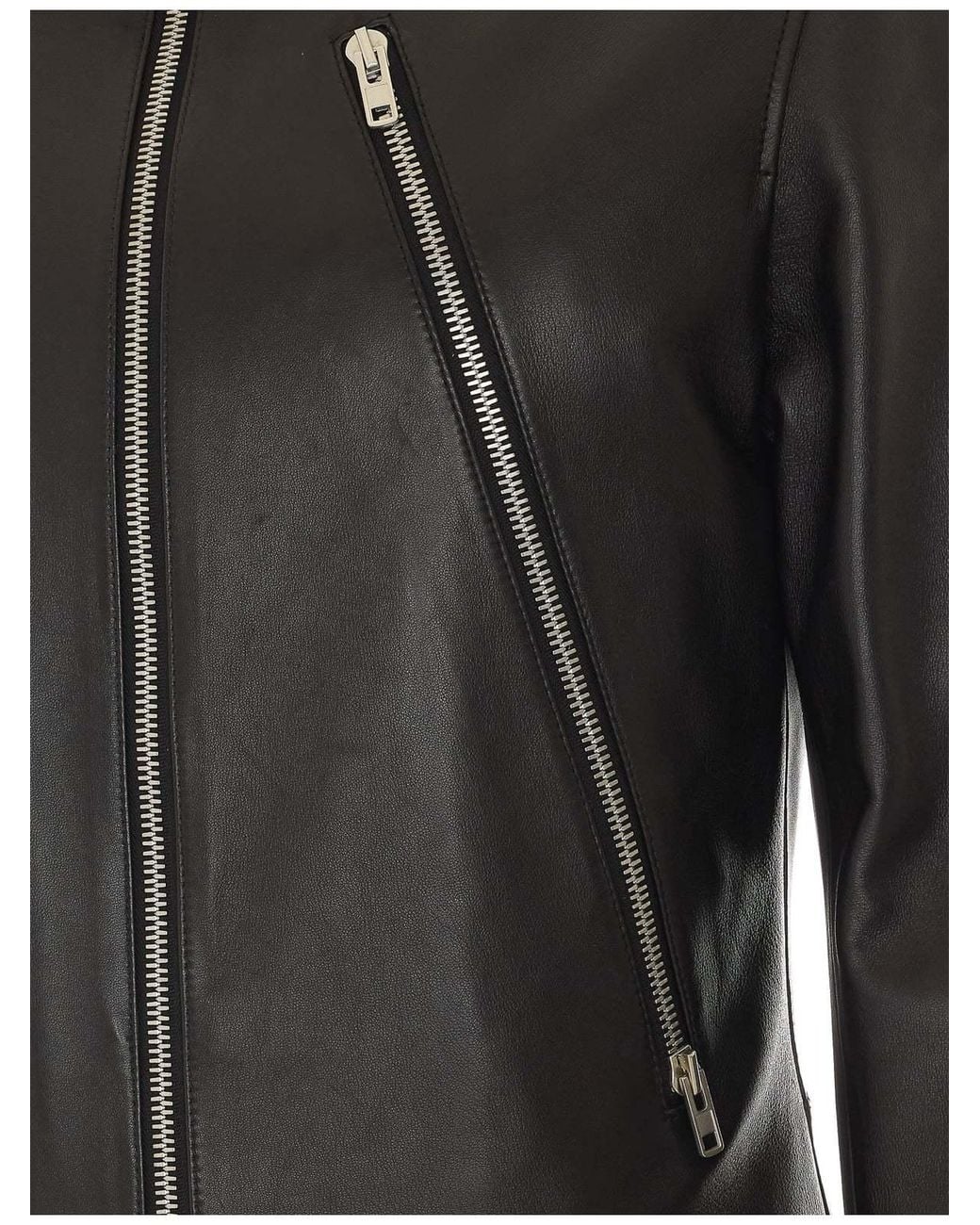 Maison Margiela Black Mock Neck Leather Jacket for men