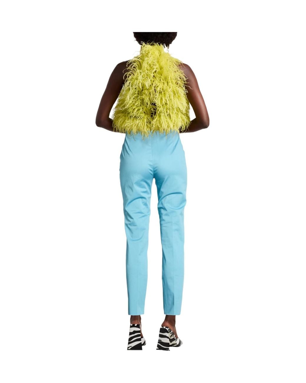 Max Mara Blue Solid Color Slim-Fit Pants