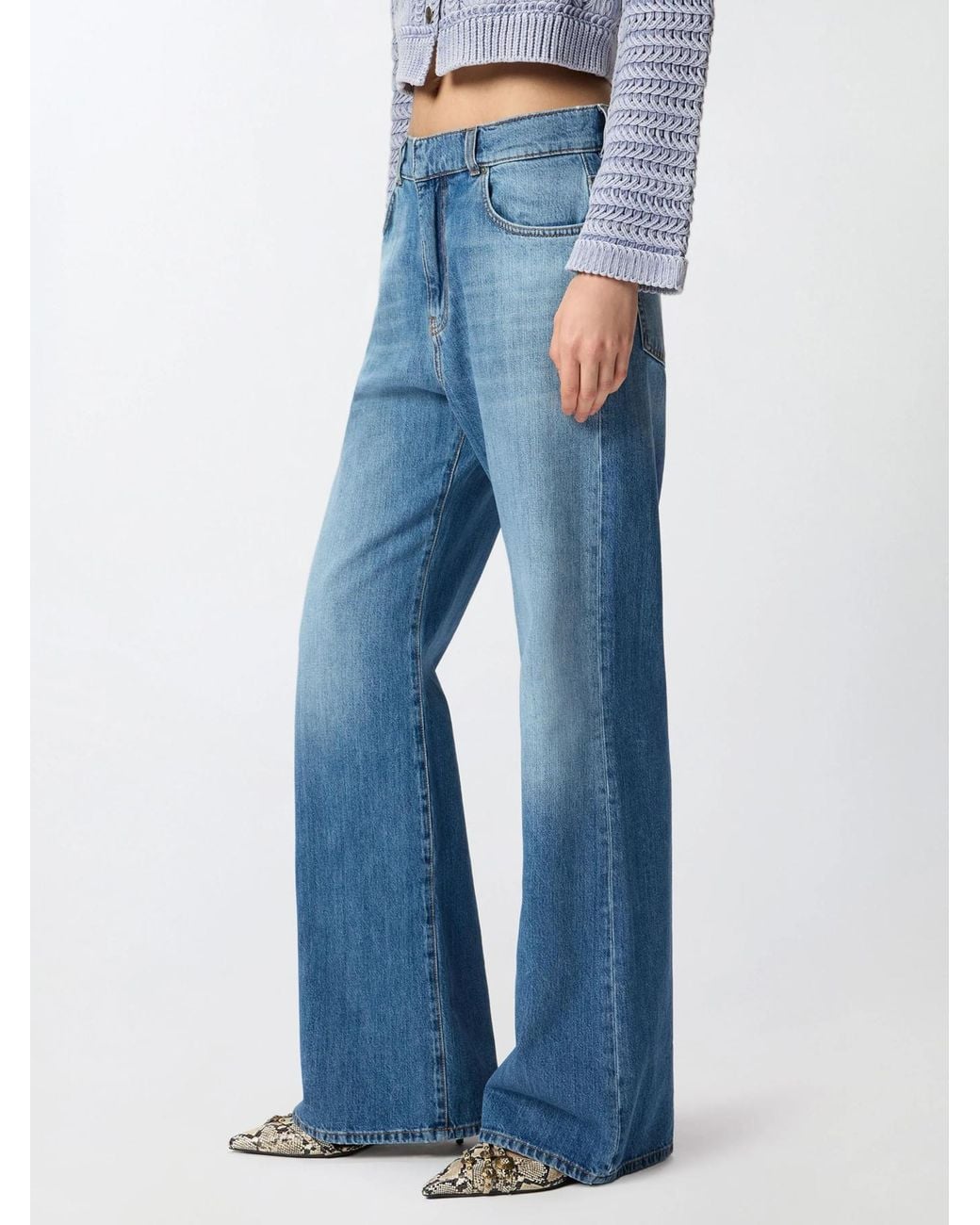 Pinko Blue Wide-Leg Fading Jeans