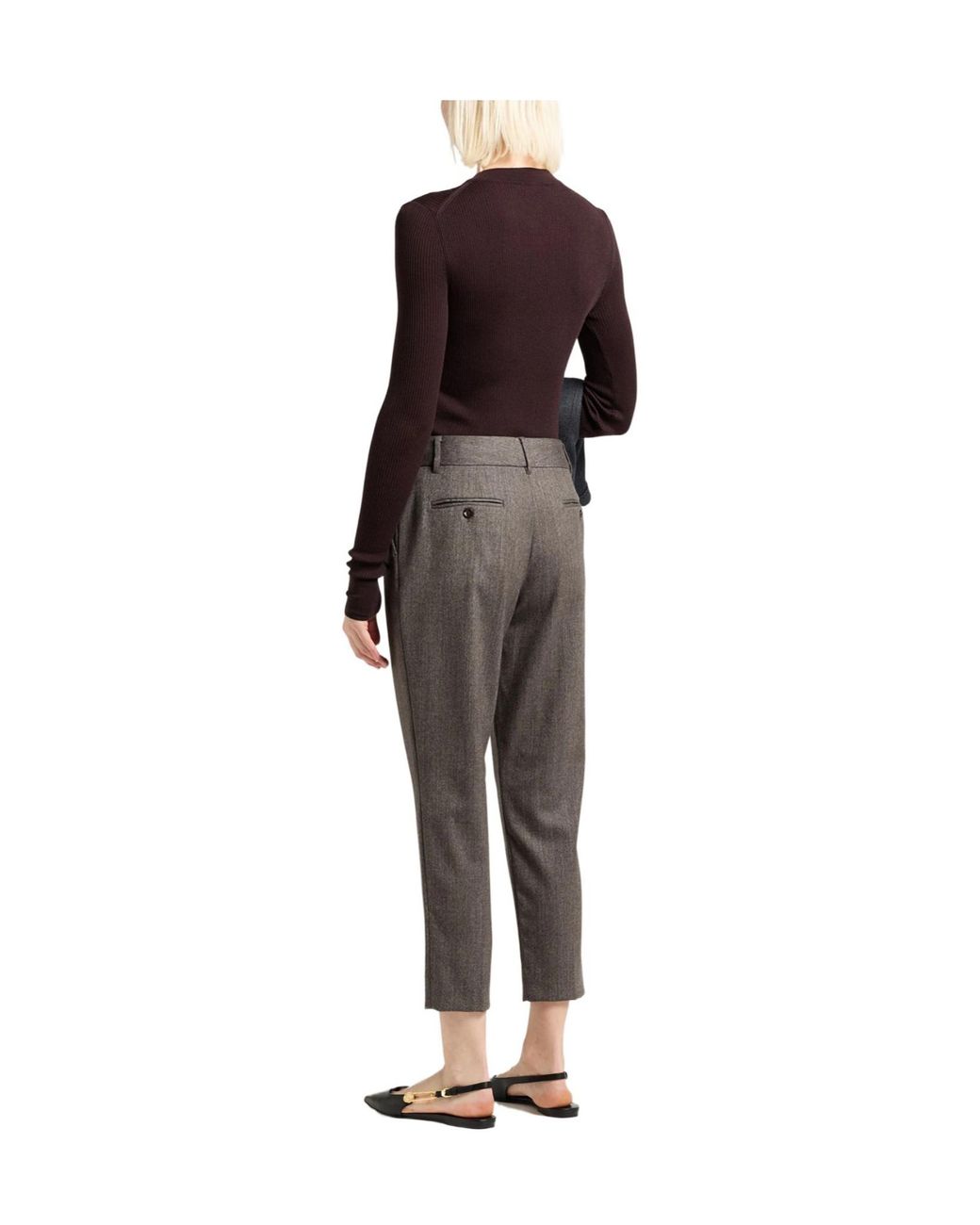 Dolce & Gabbana Gray Slim-Fit Two-Tone Wool Leggings