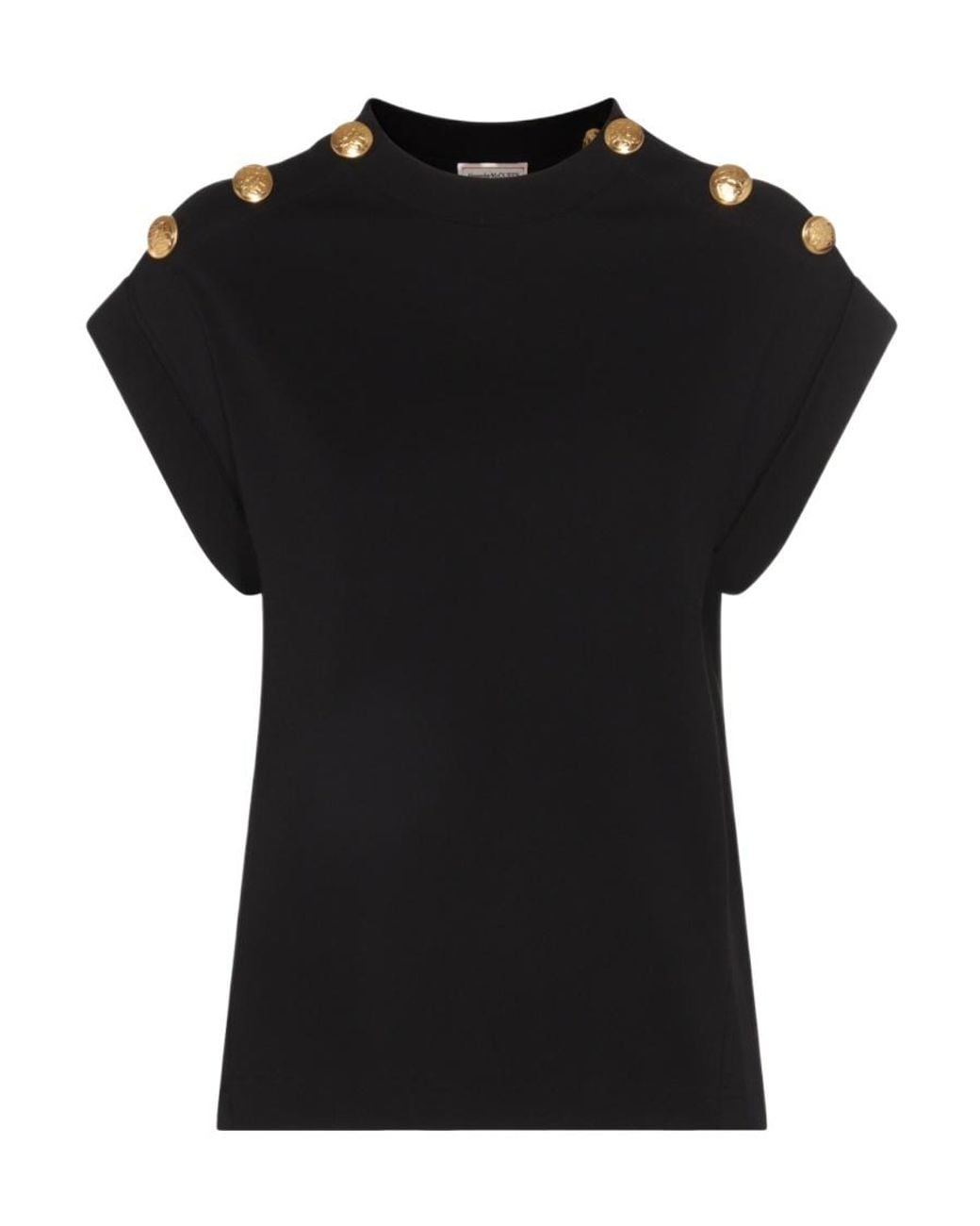 McQueen Black Seal Button-Embellished T-Shirt